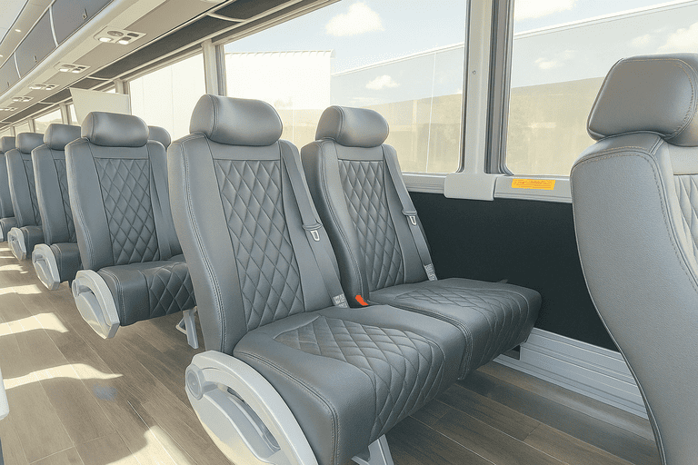 interior of Tyler Minibus Company charter bus