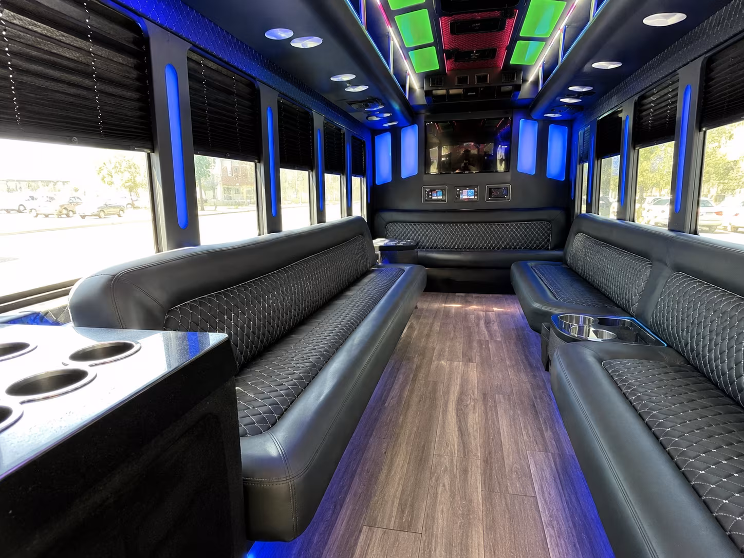tyler 15 passenger party bus inside