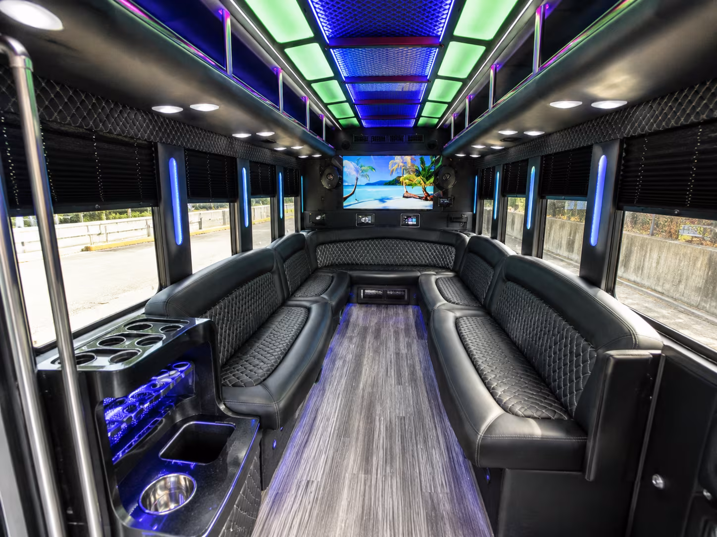 tyler 18 passenger party bus inside