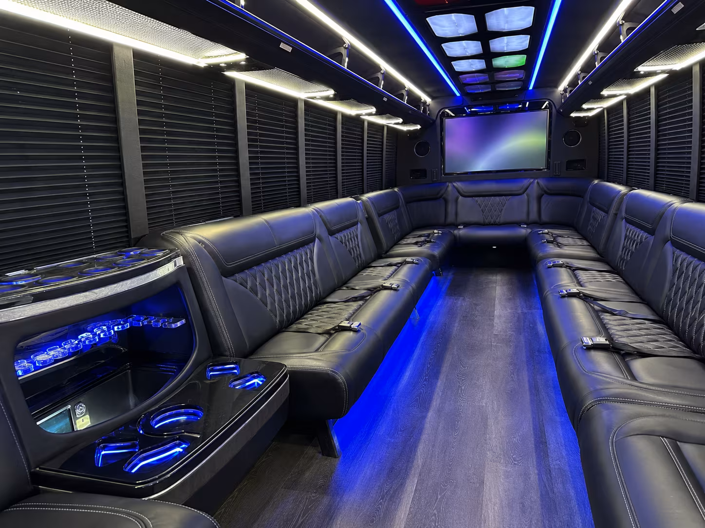 tyler 20 passenger party bus inside