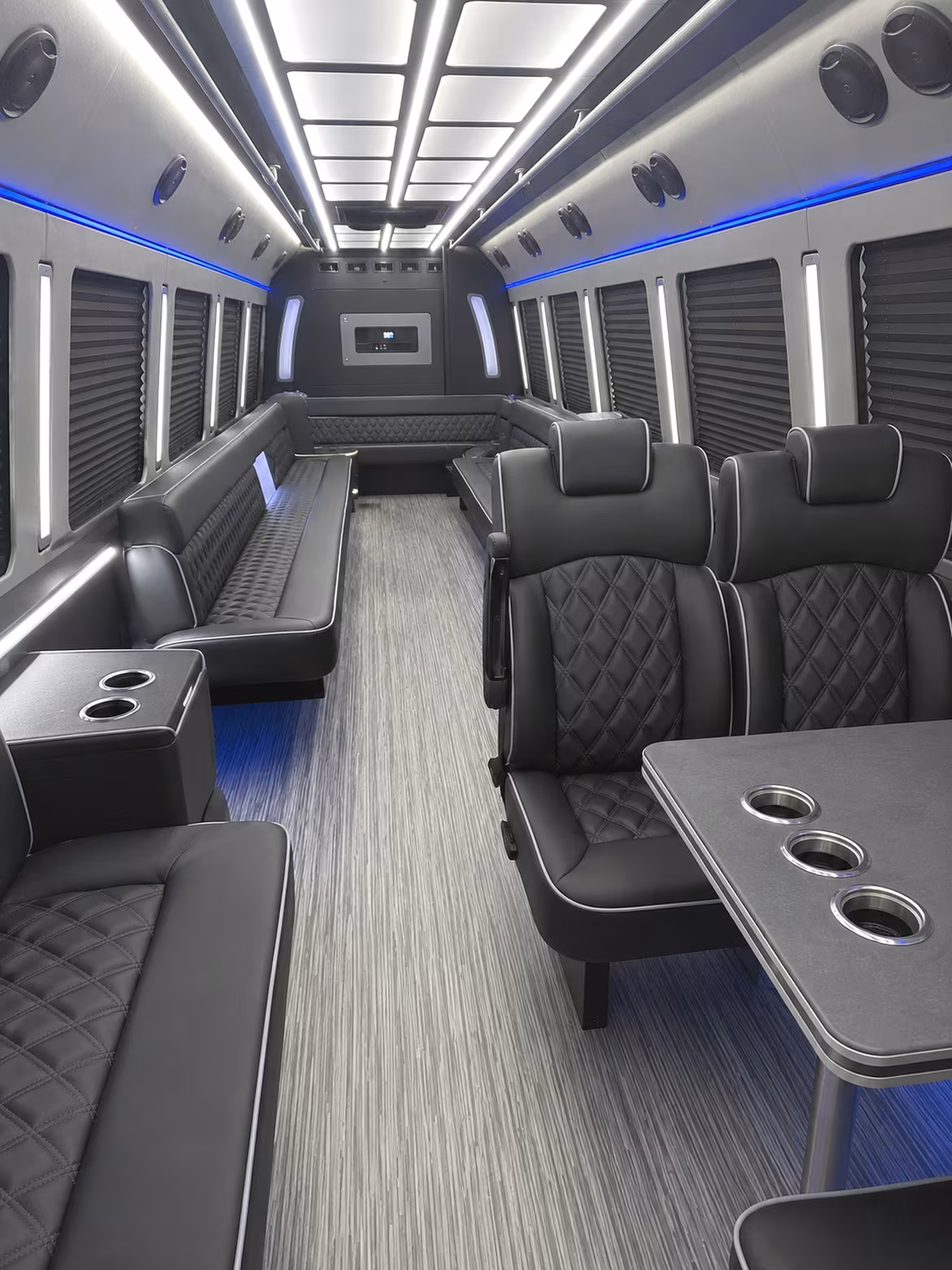 tyler 25 passenger party bus inside