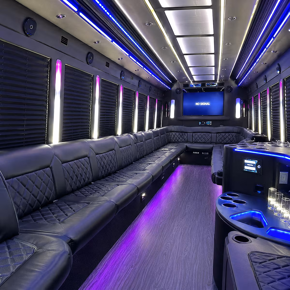 tyler 30 passenger party bus inside