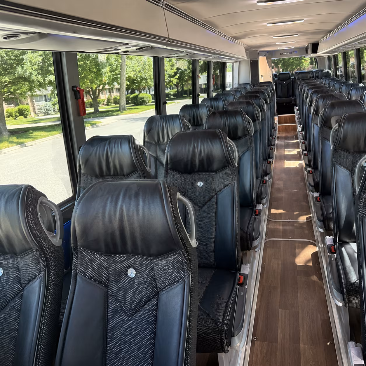 tyler 40 passenger charter bus inside