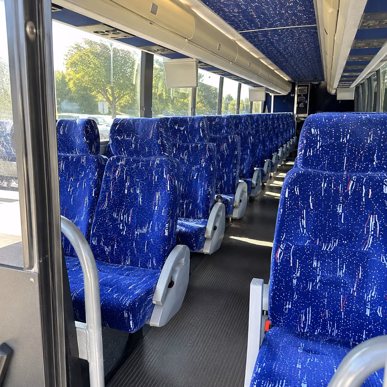 tyler 50 passenger charter bus inside